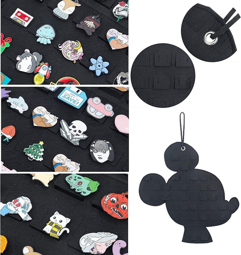 JOYMOMO Hanging Brooch Organizer - Enamel Pin Display, Cute Cartoon Shape Storage Holder for Brooch Pins (Black + Pink) - Image 5